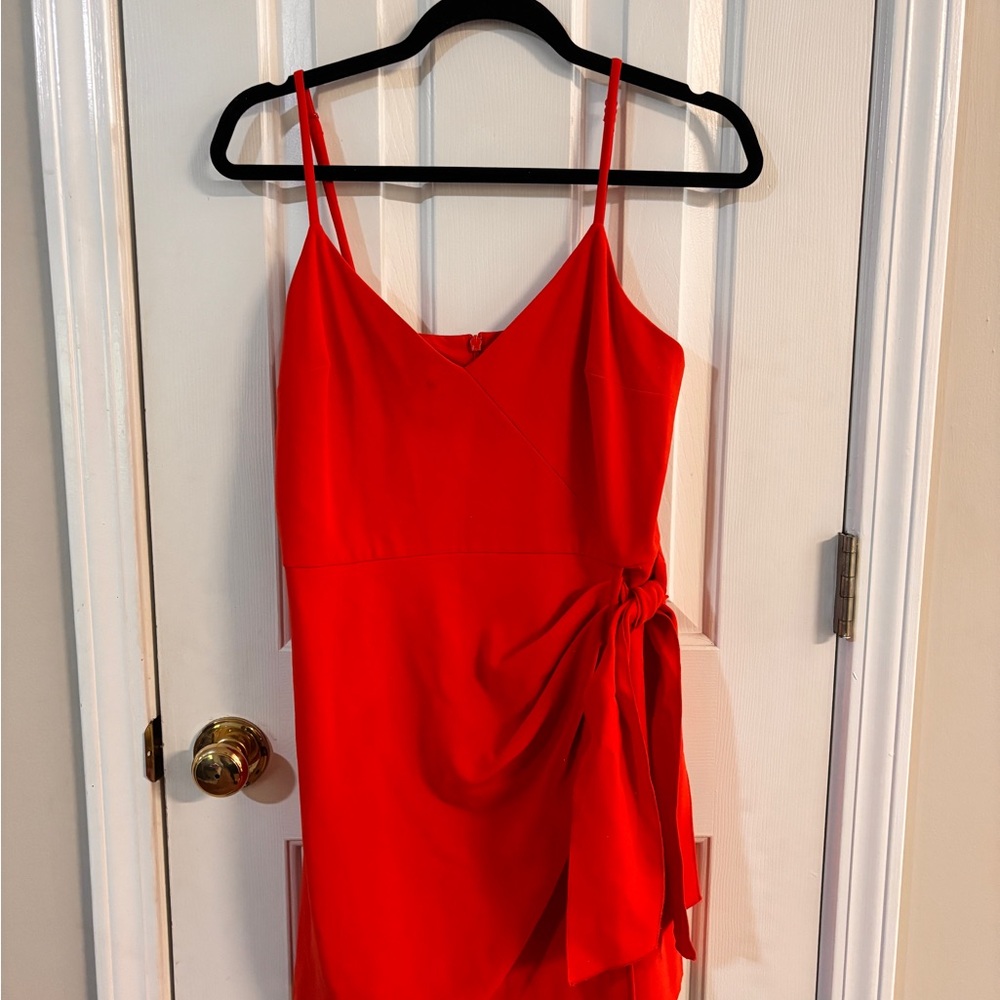French Connection women’s red whisper faux wrap mini dress
